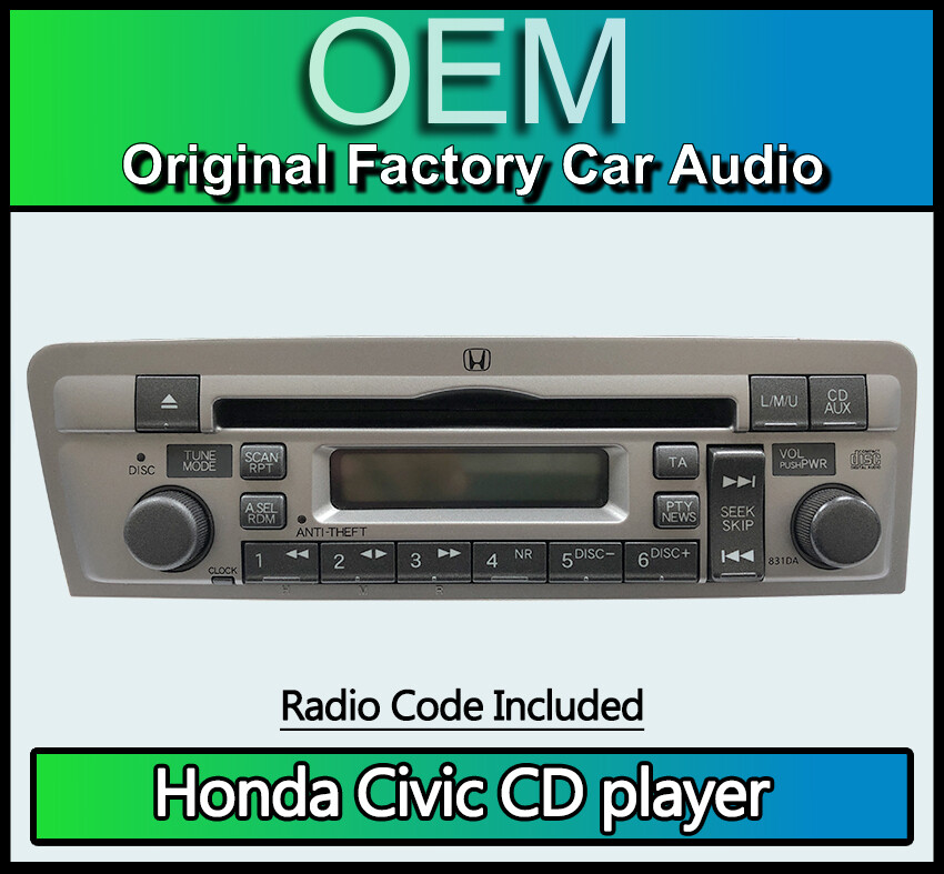 Honda Civic stereo CD player with radio code, 08A52-S5T-5000-01