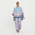 Printed Silk Crepe Co-ord Sets, Summer Wear Kaftan, Night Wear Silk Kaftan J5642