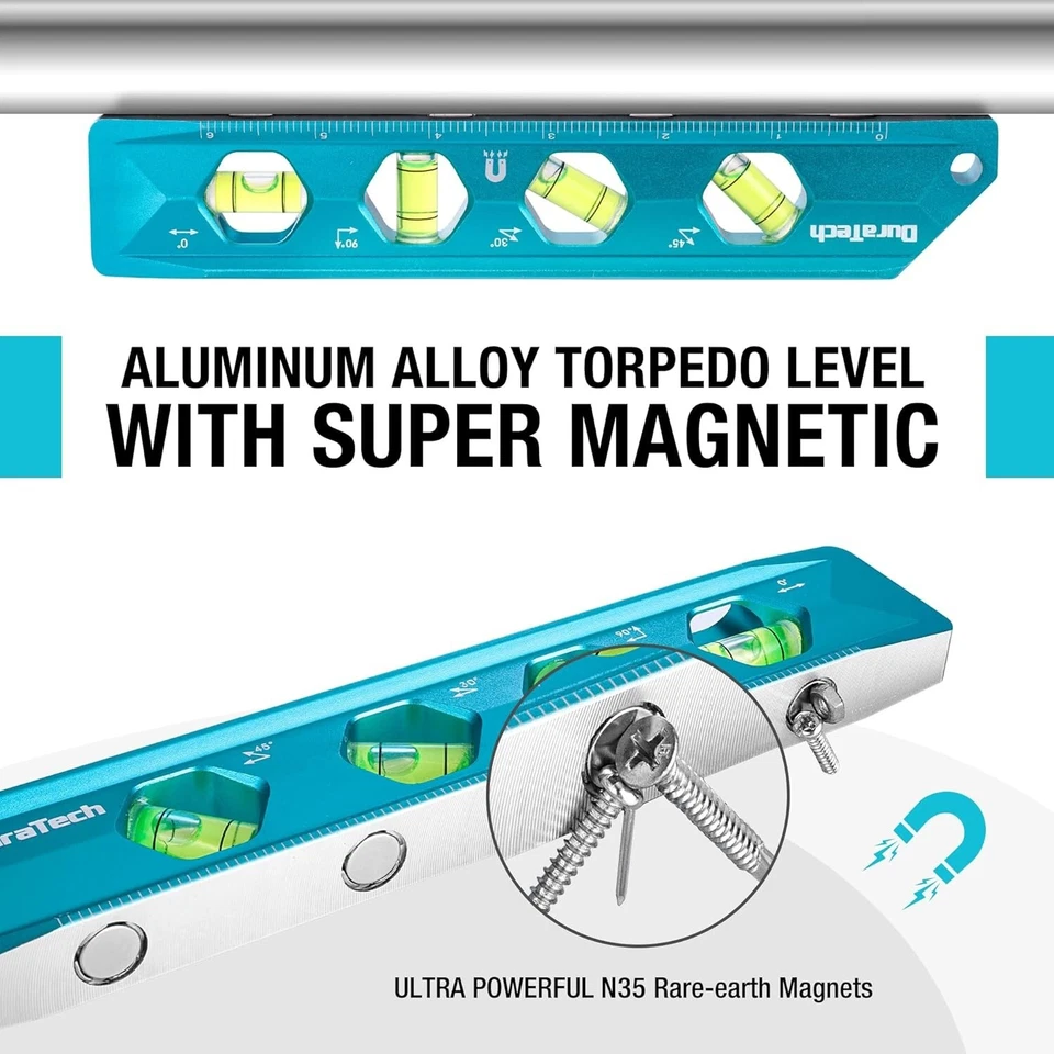 Juego de herramientas de nivel de 3 piezas DURATECH, nivel de torpedo magnético incluido 2,5", 6,25", 8" Foto 4 de 4