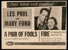 1957 Les Paul Mary Ford photo A Par of Fools record release trade print ad