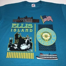 Authentic Vintage 90s Ellis Island Destination America Tee With Jerzees Tag
