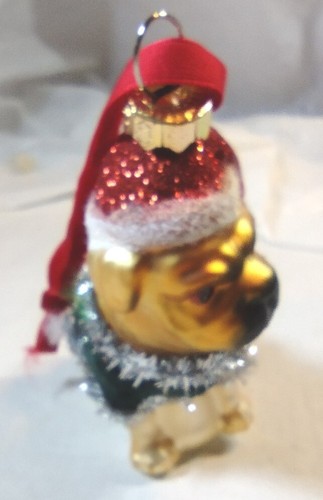 Gold Dog Christmas Ornament With Hat And Coat