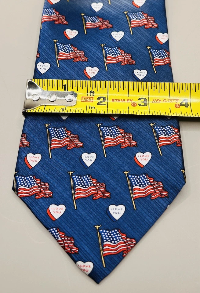 American Traditions American Flag I Love You Candy Hearts Men’s Necktie Tie EUC - Image 3 of 3