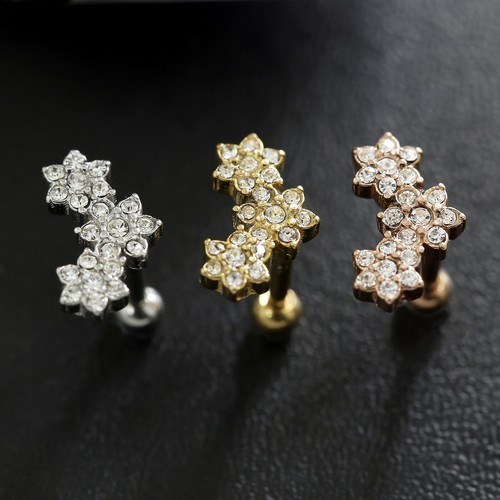 Gem Crystal Ear Cartilage Helix Ring Bar Stud Ear Cuff Climber Piercing Earring - Picture 17 of 268