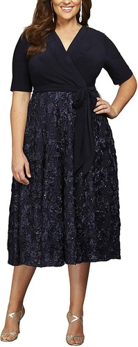alex evenings plus size rosette dress