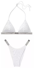 VICTORIA'S SECRET BRIDE TRIANGLE SHINE STRAP SWIM BIKINI  BRAZILIAN BOTTOM NWT