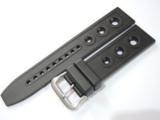 NEW 22MM BLACK RACING RUBBER STRAP DIVERS SKX007-009/ SKX011J / 7002-7001/6309