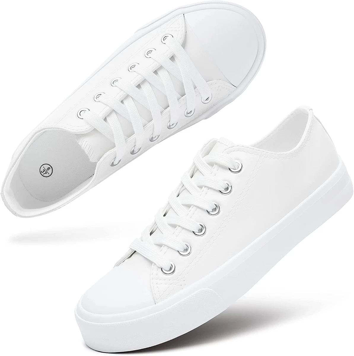 hash bubbie Womens White Sneakers Tennis Shoes for Women Women s PU Leather