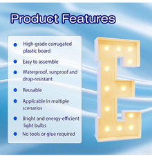 Marquee Light Up Letters E, Easy to Assemble Marquee Letter-WHITE-NEW IN BOX