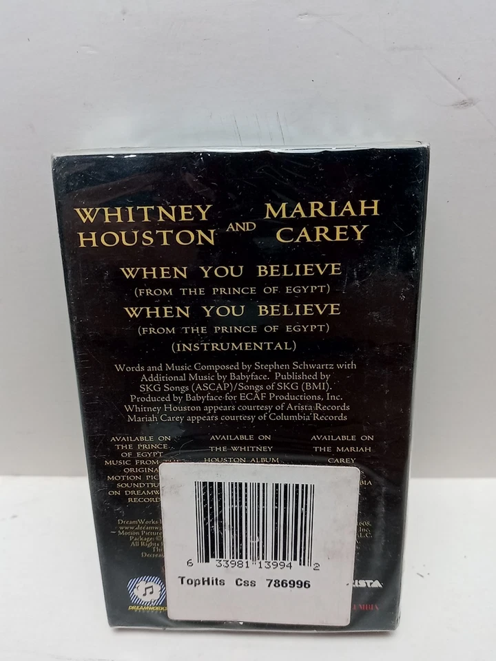The Prince of Egypt Whitney Houston & Mariah Carey When You Believe Single Cass. - Image 2 of 4
