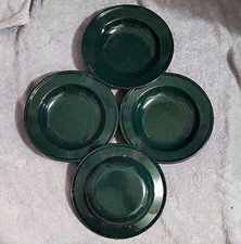 Set of 4 Green Speckled Enamel Round Camping ...