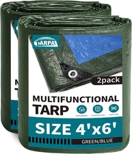 4x6 Green Tarp Waterproof 2 Pack Small tarps Multipurpose Protective Cover Al...