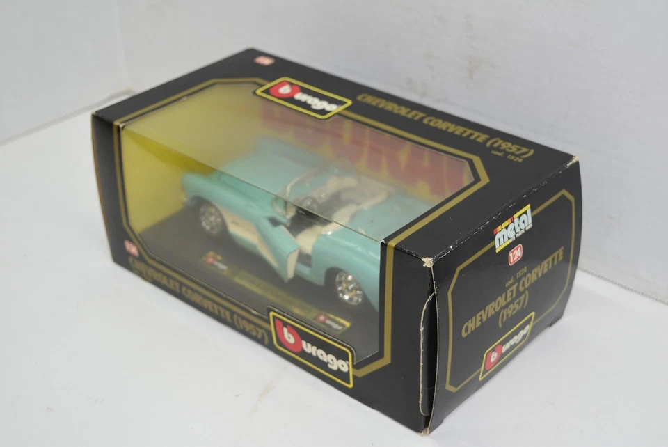 Chevrolet Corvette 1957 Burago metal fundido a presión con piezas de plástico nuevo en caja 1/24 Foto 4 de 4