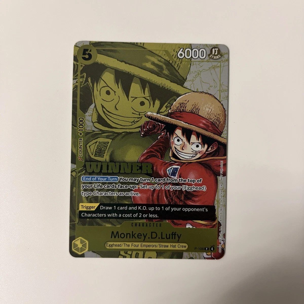 Monkey.D.Luffy P-106 One Piece Promotion Cards for sale | eBay