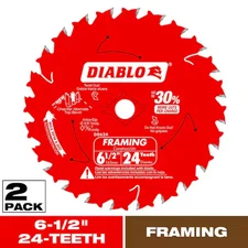 DIABLO 6-1/2in. x 24 Teeth Framing Circular Saw Blade for Wood (2-Pack)