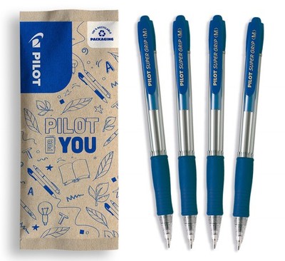 Kugelschreiber blau nachfüllbar 4er-Set Pilot Super Grip G medium einziehbar