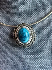 Israel Eilat Stone ? Pearl 950 Sterling Silver Brooch Pin Pendant Gilt? Read! C4