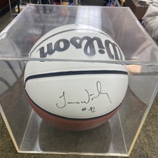 James Worthy Autographed signed basketball W/case Display