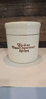 Vintage 1970s Gaetano Equal Opportunity Ceramic Kitchen Crock Utensil Holder USA