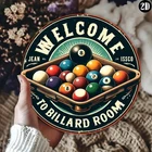 Vintage Metal Wall Art | Round Billiard Room Tin Metal Signs Home Décor 8x8