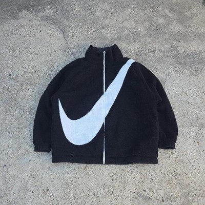 Nike Big Swoosh Sherpa Jacket Reversible Nylon Size Medium
