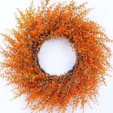 26" Autumn Fall Wreath with Orange Eucalyptus Leaf for Front Door/Outdoor