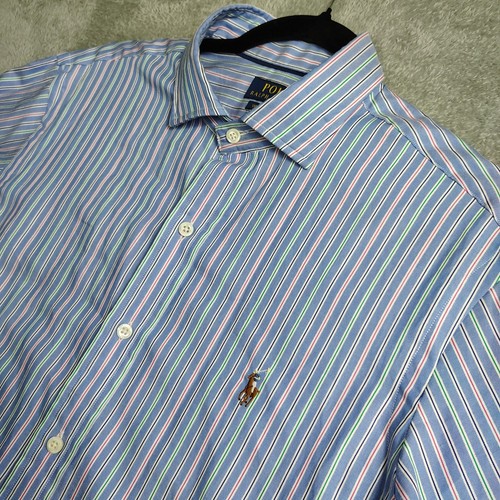 Polo Ralph Lauren Hemd Herren M blau bunt gestreift Luxus Oxford Fleisch Pony