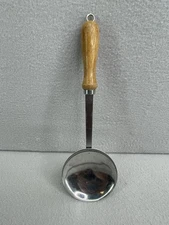 VTG Stainless Steel Soup Ladle 10" Short Wood Handle USA Kitchen Serving Utensil