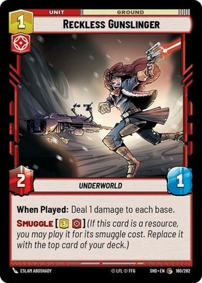 3X-Reckless Gunslinger - Foil-SWU02-Shadows of the Galaxy-Star Wars Unlimited