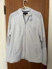 INC INTERNATIONAL CONCEPTS MEN  S GRAY/BLACK FULL ZIP JACKET/SWEATER SZ L EUC