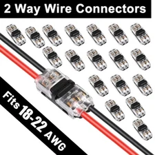 24Pack Quick Solderless Wire Splice Connector, 2 Way Automotive Fits 18-22 AWG