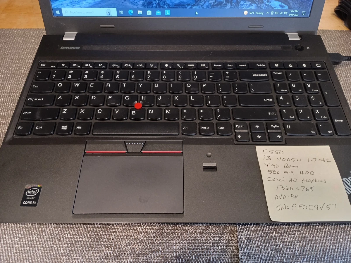 Lenovo ThinkPad E550 500 gig HDD HD 15.6 Display Intel i3-4005U 1.7GHz 8GB Ram