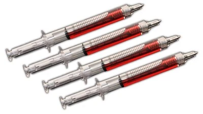 LG IMPORTS 4 X Kugelschreiber Spritze Spritzenkuli Blut Stift Kulli Mitgebsel Arzt Doktor