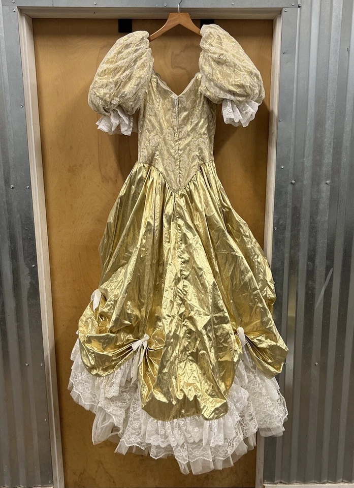 Vestido De Colección Loralie Gala Glamour Talla 10 Fiesta Metálico Dorado Floral Baile de graduación Ajustado Foto 2 de 4