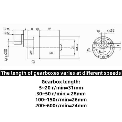 10W DC 12V/24V Large Torque Gear Motor 5-600rpm Eccentric Shaft Reduction Motor - Picture 7 of 15