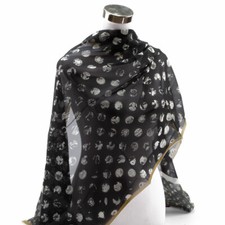 Women's Large Rectangle Graphic Print Silk Scarf Wrap 70"L x 24"W. New 