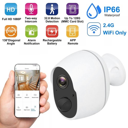 Full HD 1080P 3MP Wireless Indoor Outdoor WiFi Security Camera Battery Powered - Imagen 2 de 27