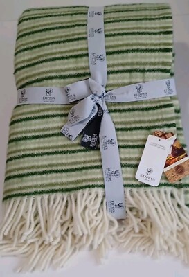 Made In Latkia Klippan Freja Wool Cream Green 130 X 200CM Throw Blanket, New