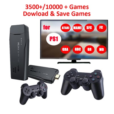 4K HDMI Video Game Console Retro 10000+Games TV Stick 64G 2 Wireless Controllers