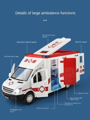 1: 24 large alloy 6-door ambulance 20CM 120 ambulance toy model car Toy Car - Picture 2 of 7