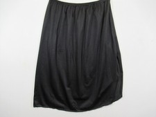 Vanity Fair Satin Skirt Slip w/Slit Women Large Black Nylon