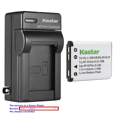 Kastar Battery Wall Charger for Olympus Li-40B Li-42B Olympus Stylus 7010 Camera