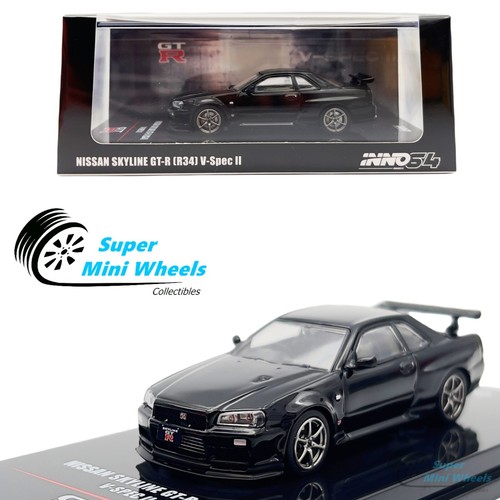 Modèle Réduit INNO64 Nissan Skyline GT-R R34 V-Spec II Noir - Échelle 1:64, Boîte Non Ouverte