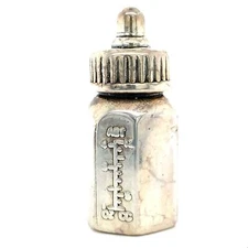 Vintage Sterling Silver Detailed Baby Milk Bottle Figure Miniature Dollhouse