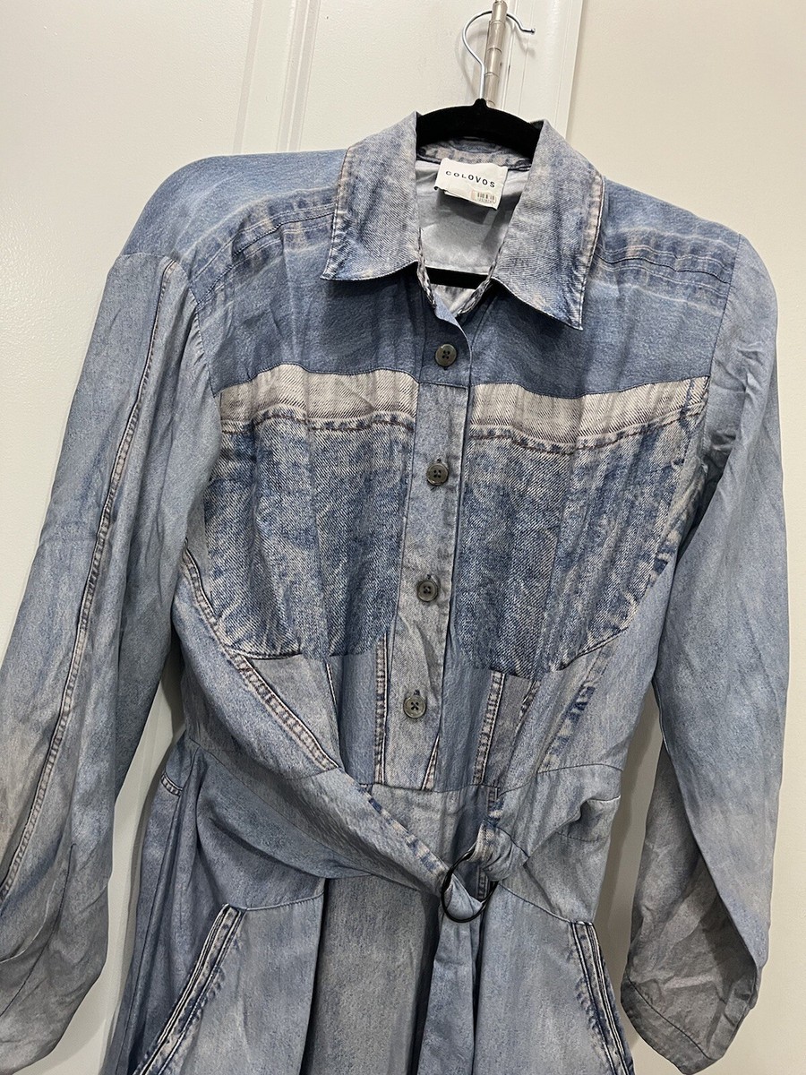 Colovos Blue Printed 'Denim' Silk Dress Size 4 US $798 | eBay