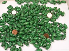 Two Pounds India Handmade Oval Green with Swirls Glass Beads Bulk Lot MPQ-66