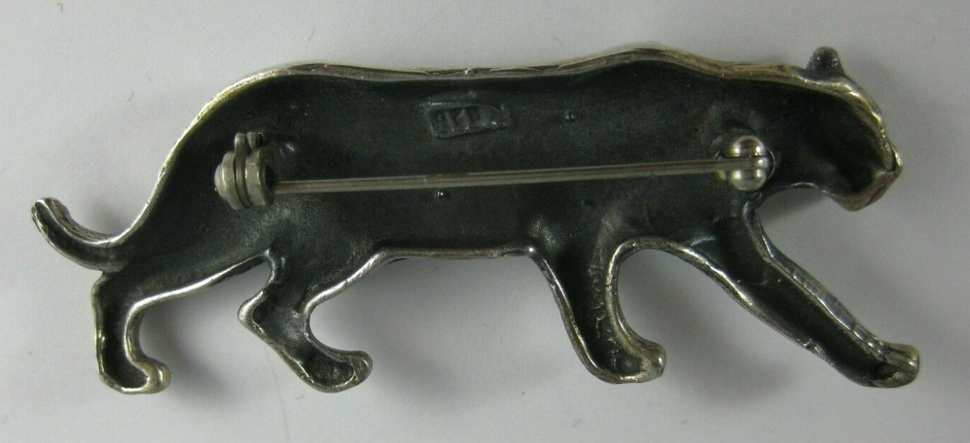 Vintage Sterling Silver Dot Pattern Stalking Leop… - image 3