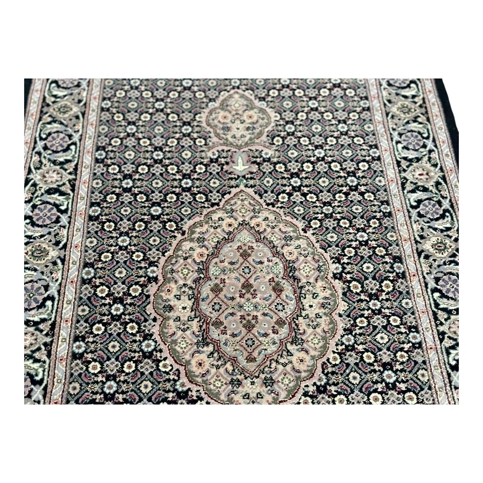 20' Длинный бегун качества ручной работы шерсти/шелка черный слоновой кости светло-синий красный Mahii ковер! - Изображение 4 из 4