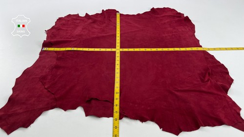 WINE RED SUEDE Thin Soft Italian Lambskin leather 2 skins 10sqf 0.6mm #C531 - Picture 6 of 7