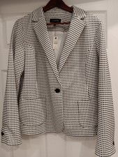 Talbots Womens Blazer Black And Cream Seersucker Knit Size Xl